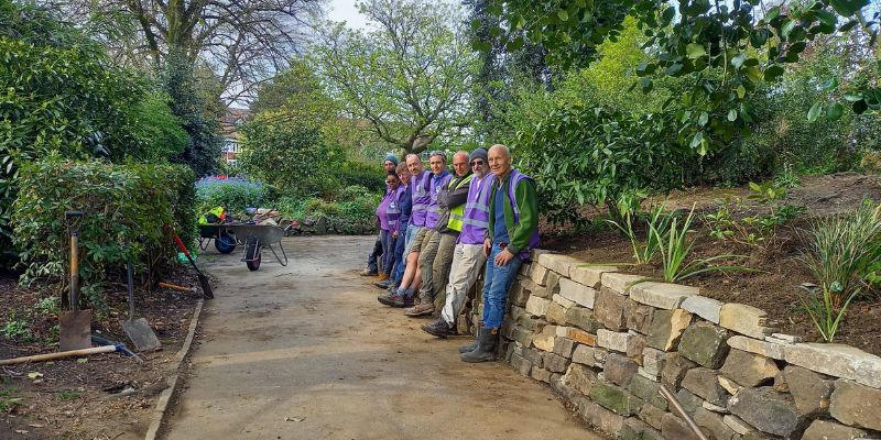 Dry stone walling in the park